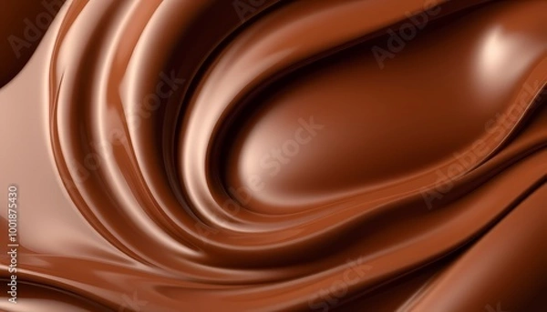 Fototapeta Elegant Molten Chocolate Flowing in Smooth Waves with Rich Highlights on Transparent Background
