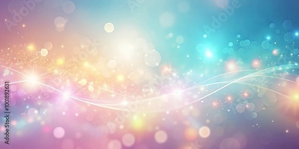 Fototapeta Abstract Background with Delicate Pastel Hues, Sparkling Lights, and Subtle Waves of Light
