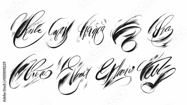 Fototapeta Elegant calligraphy set on white background. Hand-lettering. Illustration