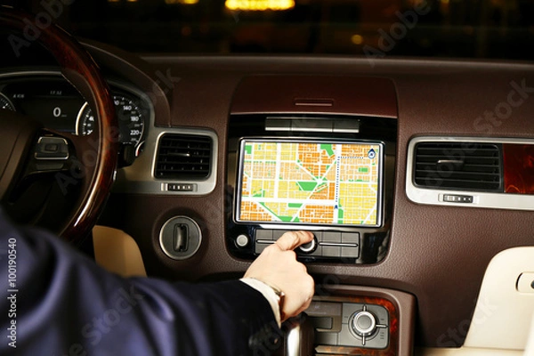 Fototapeta Navigation system in car