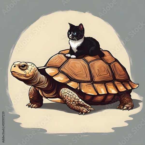 Fototapeta Cat and tortoise