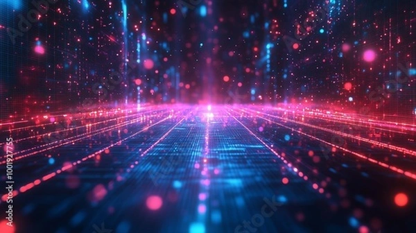 Fototapeta High-Tech Digital Grid Background for Futuristic Designs and Presentations