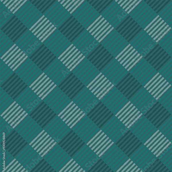 Fototapeta Diagonal checkered texture pattern print in modern shades of teal. Vector illustration, surface design perfect for textiles, home interior themed fabrics, stationery, packaging, home and garden decor.
