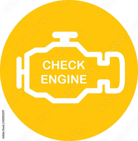 Fototapeta Engine. Single flat yellow icon on the circle.
