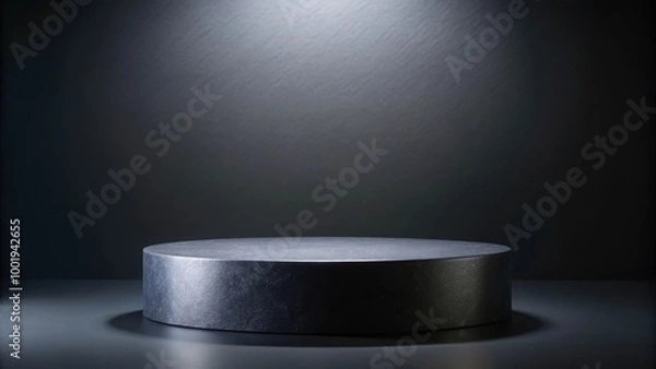 Fototapeta Black stone podium with sleek design for showcasing products , display, product, stand, exhibition, presentation, showcase
