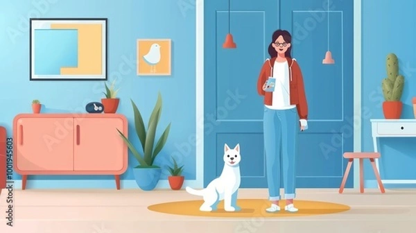 Fototapeta Daily Routine of Pet Feeding at Home