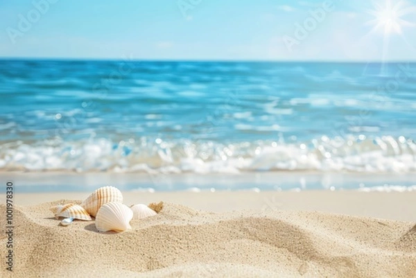 Obraz Seashells on a sandy beach