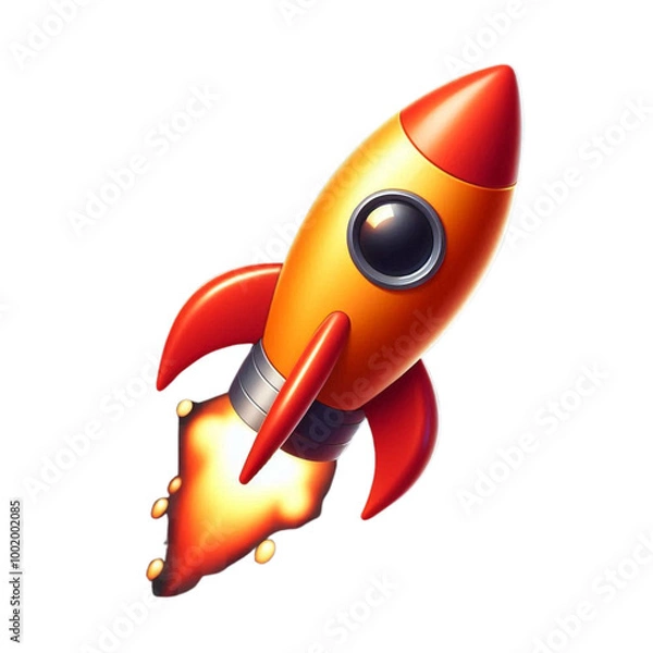 Obraz Dynamic Cartoon Rocket with Transparent Background