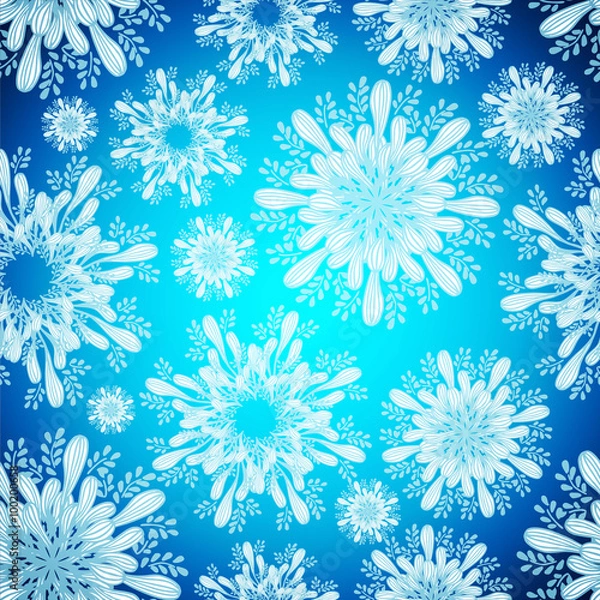 Fototapeta Seamless Patterns with snowflakes