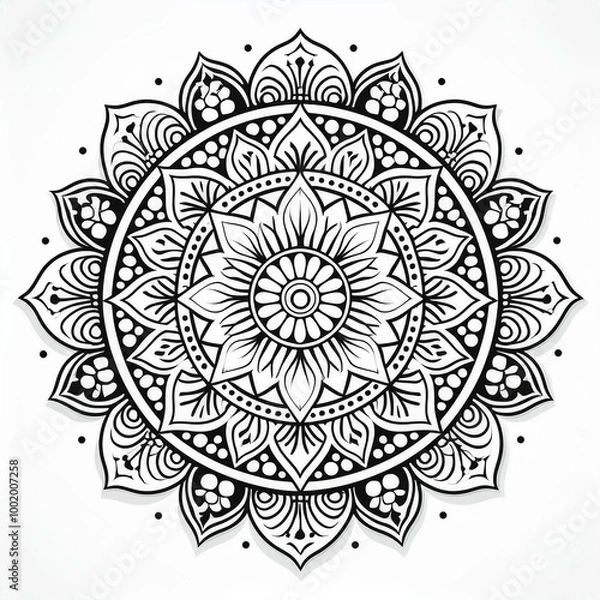 Fototapeta Mandala art design also called rangoli, decorative elements on white background