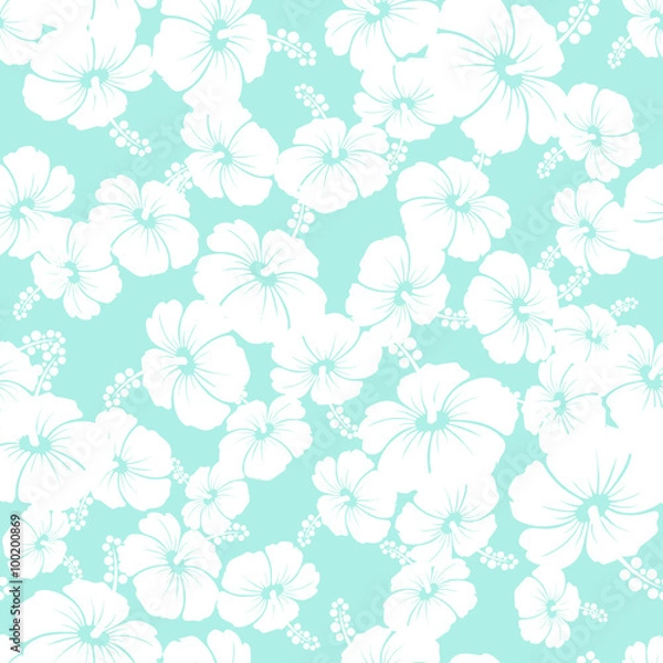 Fototapeta Hawaiian Seamless  Pattern with hibiscus flowers