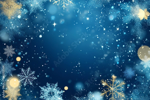 Obraz blue christmas background with snowflakes
