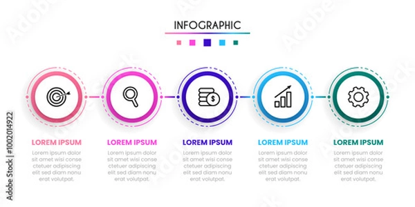 Fototapeta Timeline infographic chart with 5 steps, infographic for business
