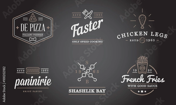 Fototapeta Set of Vector Fastfood Fast Food Elements Icons and Equipment as Illustration can be used as Logo or Icon in premium quality