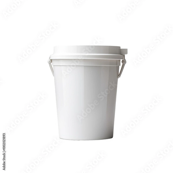 Fototapeta White Plastic Bucket with Lid and Handle