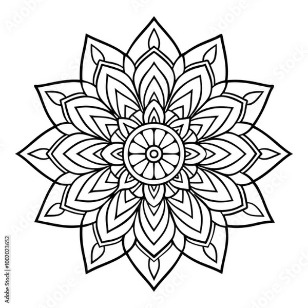 Fototapeta Abstract black and white floral mandala design vector illustration with an ornamental flower pattern, perfect for tattoo design or decorative art