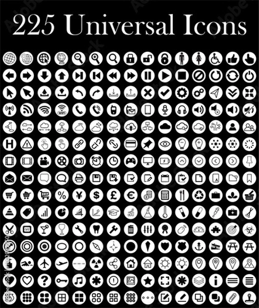 Obraz 225 Universal Icons Collection Flat Vector