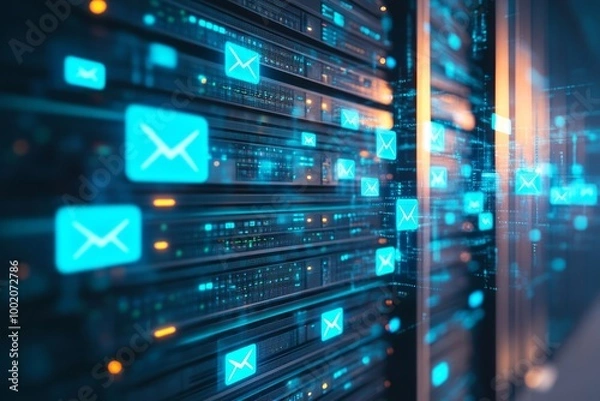 Obraz Bright email notifications and messages in a virtual network system.