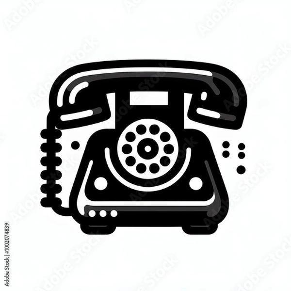 Obraz Old Phone Icon Isolated in White Background. Telephone Logo Symbol Vector Design for Graphic Resources