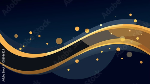 Fototapeta Bright vector illustration of an abstract blue Christmas background with glowing stars and stripes