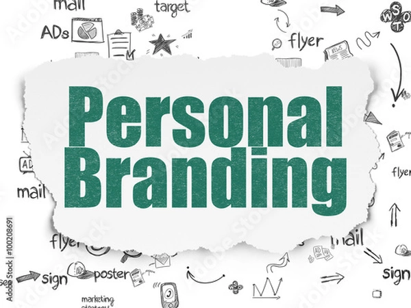 Fototapeta Marketing concept: Personal Branding on Torn Paper background