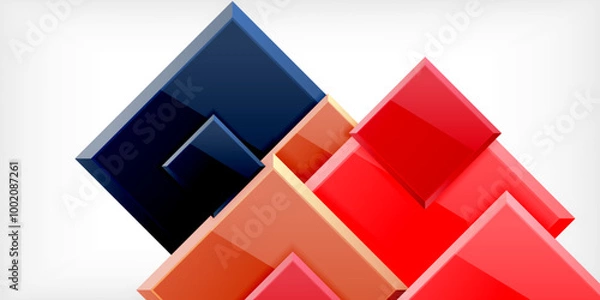 Fototapeta Colorful squares with reflections abstract background design. Vector Illustration For Wallpaper, Banner, Background, Card, Book Illustration, landing page