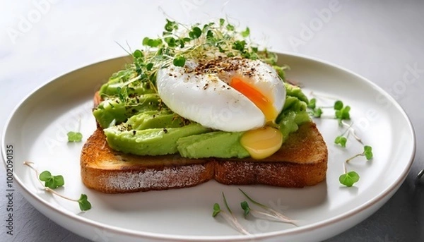 Obraz Avocado Toast with Poached Egg