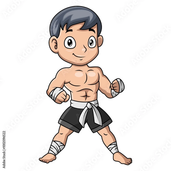 Obraz cute little boy practicing Muaythai