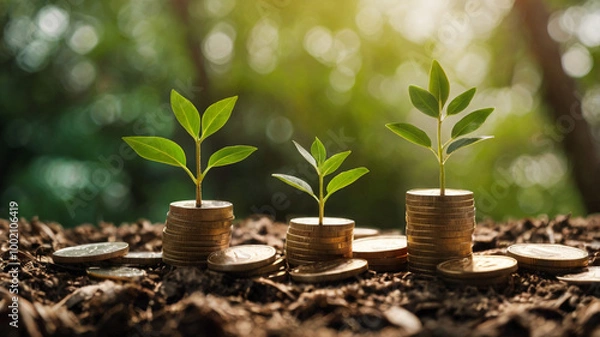 Fototapeta concepts related to finance, investment, savings, economic growth, or environmental economics.