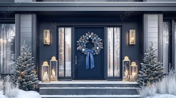Obraz Elegant Navy Blue Front Door Decor