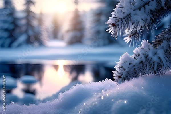 Fototapeta snow covered trees