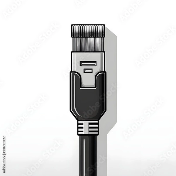 Obraz RJ45 LAN Icon Black Isolated in White Background. Lan Computer Logo Symbol Vector Design for Graphic Resources