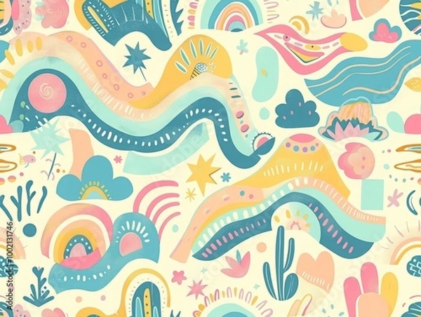 Fototapeta Vibrant Elegant Dream Art Pattern: High-Resolution Seamless Pattern for Premium Designs-Perfect for Print and Web