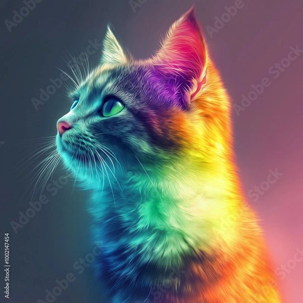 Obraz  cat rainbow color