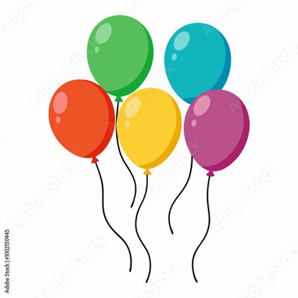 Fototapeta Set of balloons on transparent white background. Party Balloons event design decoration. Mockup for balloon print. Vector.