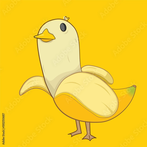 Obraz Banana Duck Cartoon Character Isolate Vector