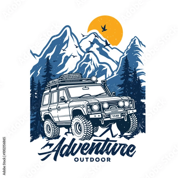 Obraz Adventure outdoor eye catching print design vector.