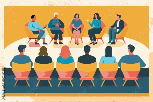 Obraz Diverse Audience Attending a Professional Seminar Discussion