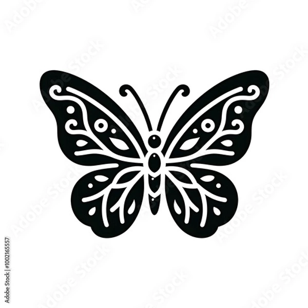 Obraz Butterfly Icon in Black Isolated in White Background. Butterfly Logo Symbol for Graphic Resources Vector Design