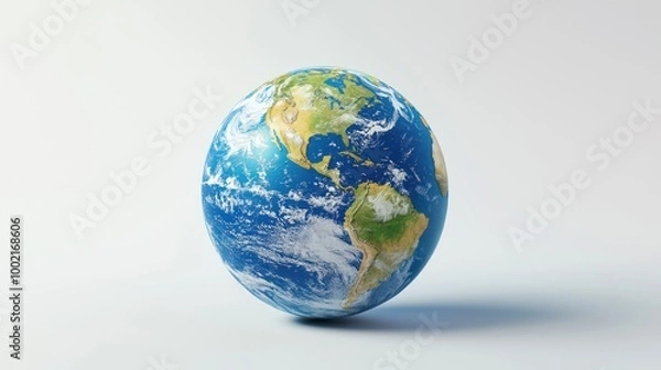 Fototapeta A 3D rendering of a worldwide globe, spinning slowly to showcase all continents.
