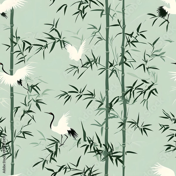 Fototapeta Chinese-inspired doodle tile seamless patterns in an illustrator graphic style