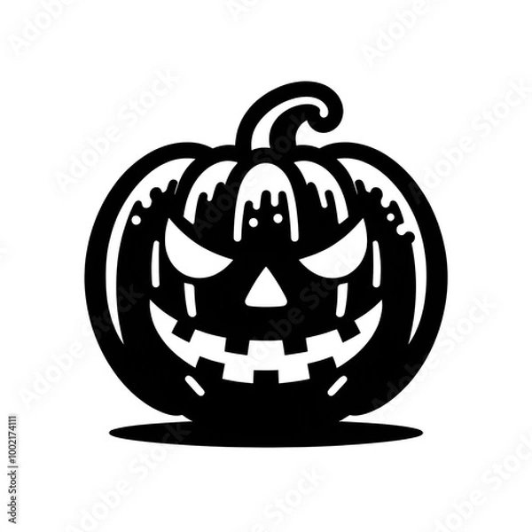 Obraz AI Generated Halloween Pumpkin in Black Isolated in White Background. Jack o lantern pumpkin logo symbol for graphic resources vector design