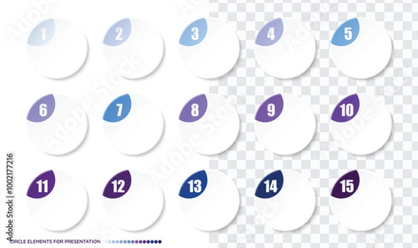 Obraz Bullet Circle 15 number sell, text boxes for presentation. 