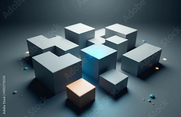 Fototapeta Cubes arranged atop one another on a sturdy table surface