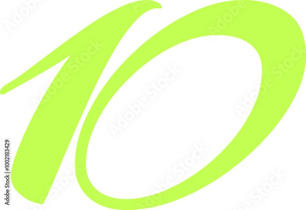 Fototapeta Green Handwrite Number 10 Type Vector Illustration