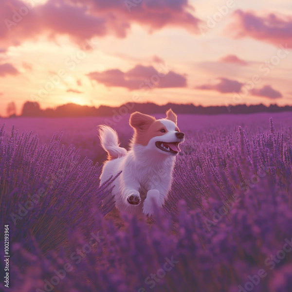 Obraz Dog and lavender field