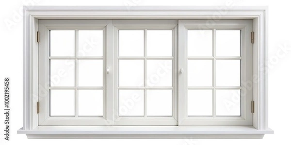 Fototapeta This isolated white wood window frame on a clean white background serves as a perfect visual for home