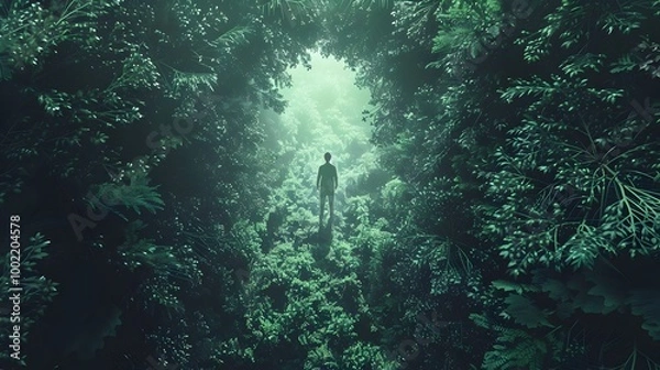Fototapeta Instinctive Navigation Through Lush Genetic Enhanced Forest