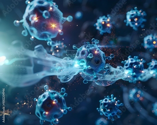 Fototapeta Nanotechnology Enhancing Immune Response to Combat Infections in Medical Concept