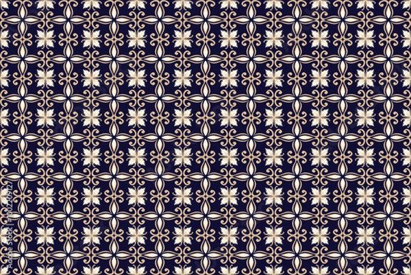 Fototapeta Oreintal Flora Damask Seamless pattern  embroidery, Indian style.  art ornament print.Design for carpet, cover,wallpaper, wrapping, fabric, clothing 